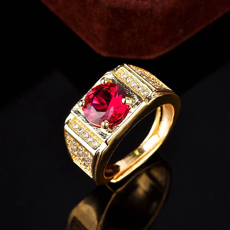 Pt950 Cincin Lelaki Ruby Asli Untuk Pria