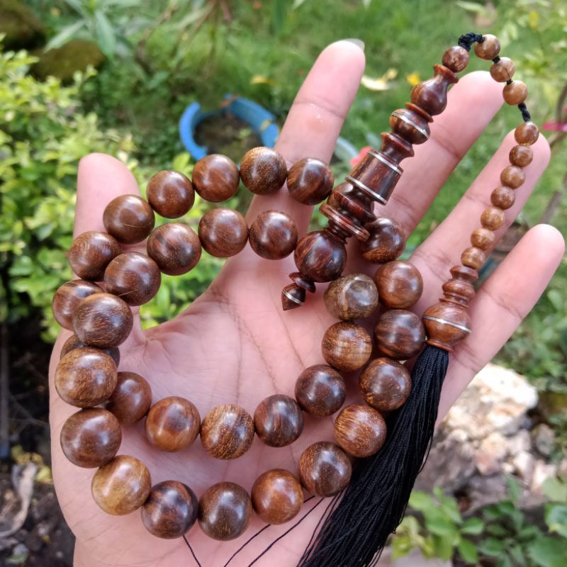 Tasbih Kayu Gaharu Asli Grade A Size 14mm 33 Butir Super, Tasbih Gaharu, Tasbih 33 Butir