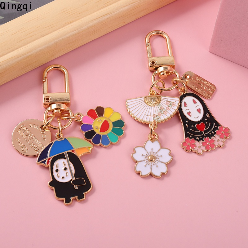 Gantungan Kunci Enamel Bentuk Payung Bunga Matahari Sakura Warna Hitam Putih Gaya Jepang Untuk Tas