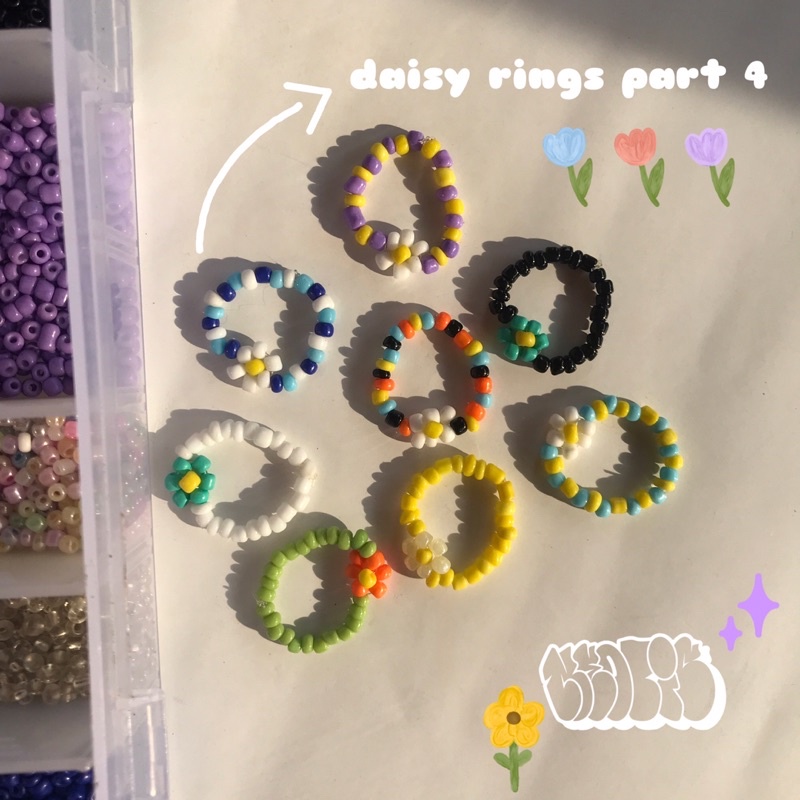 cincin manik / daisy ring / beads / cincin idol / kpop / korea