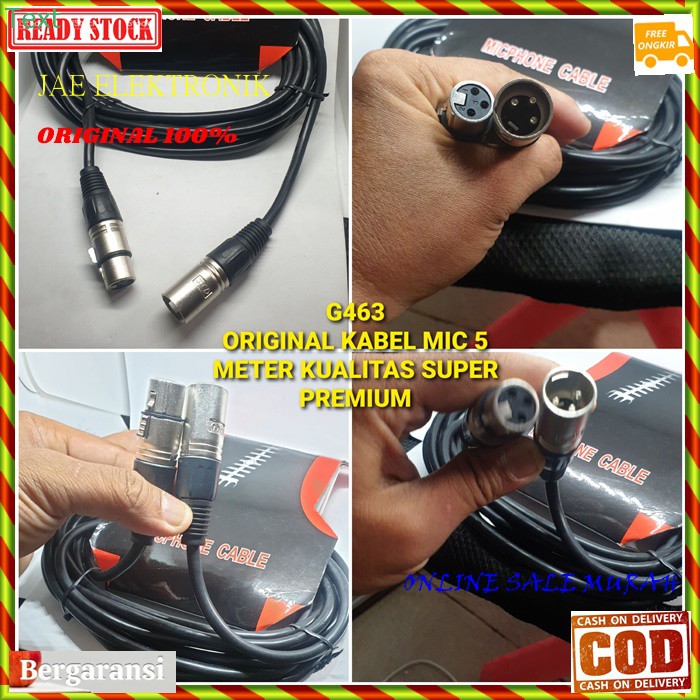 G463 ORIGINAL microphone cable 5 meter Kabel mic Xlr female audio sound sistem 3 pin mikrophone mik dynamic universal pro profesional vocal vokal G463   BISA SEGALA JENIS MIC KABEL  serabut kabel lebih tebal, sehingga menghasilkan suara yg jernih dan maks