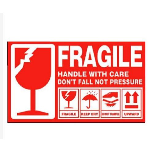 (BOW) 12 Pcs Stiker Fragile Uk 9 x 5 cm