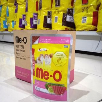 ( paket 24 pcs ) meo pouch kitten tuna jelly 80gr - meo sachet kitten