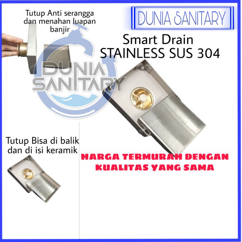 Smart Floor drain Tile Insert Stainless SUS 304 Saringan Got Anti Banjir dan Serangga