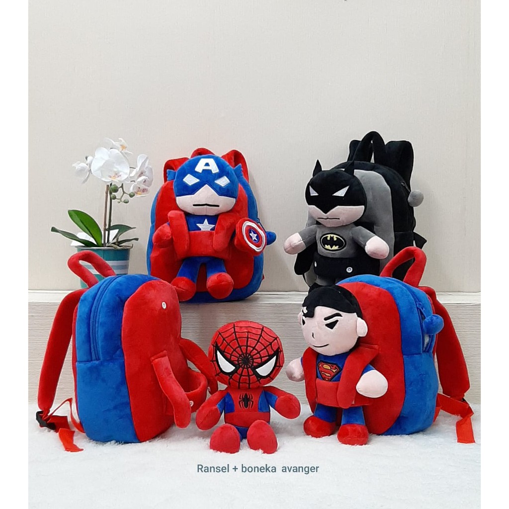 Tas Ransel Batman Backpack Bisa Lepas/Tas Boneka/Tas Avanger/Tas Spiderman/Tas Anak Paud/Kado Tas