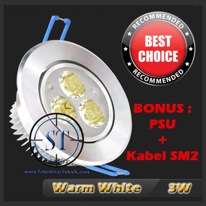 Lampu Downlight LED 3W Sorot Down Light 3 W Watt 3Watt 3Mata Plafon AC 220v Langsung Pasang Tanpa Driver