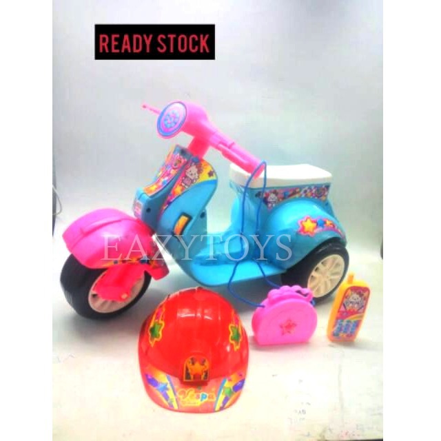 Mainan Motor Anak Dorong Ride On Vespa Mini KITTY CAT 567 Free Helm Sepeda Anak Roda 3