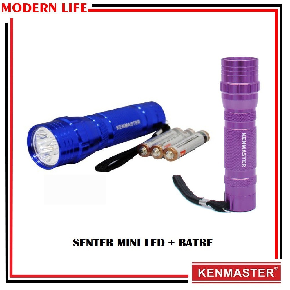 Senter Tangan LED Mini / Kenmaster Senter 3 LED + Baterai / LED Light / Lampu Mini LED