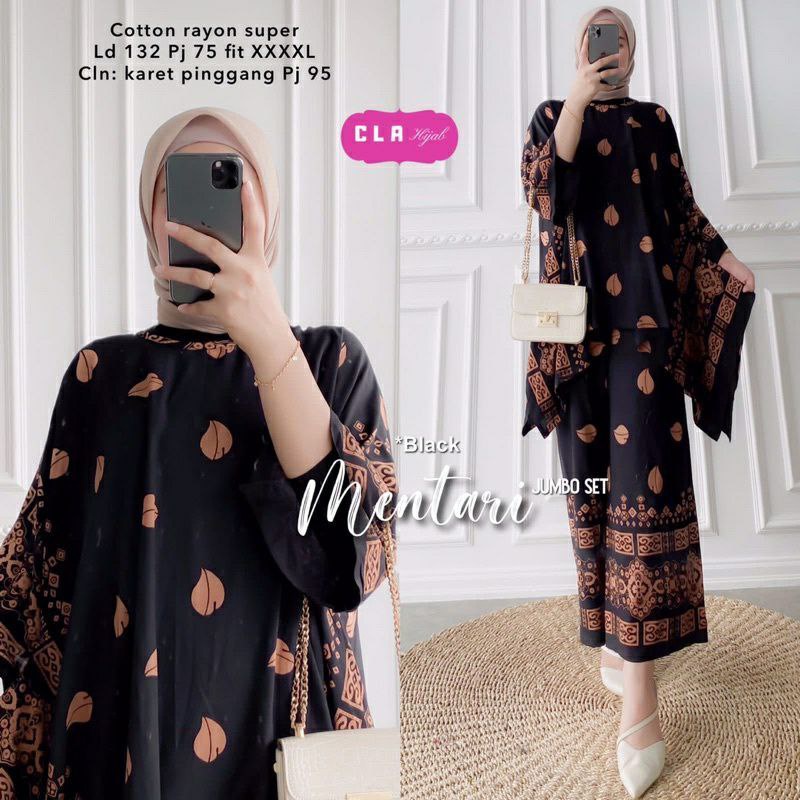 Mentari Big Set - One Set Jumbo Rayon Batik Premium Waka Waka Setelan Wanita Celana Panjang Set Bigsize LD 132 cm