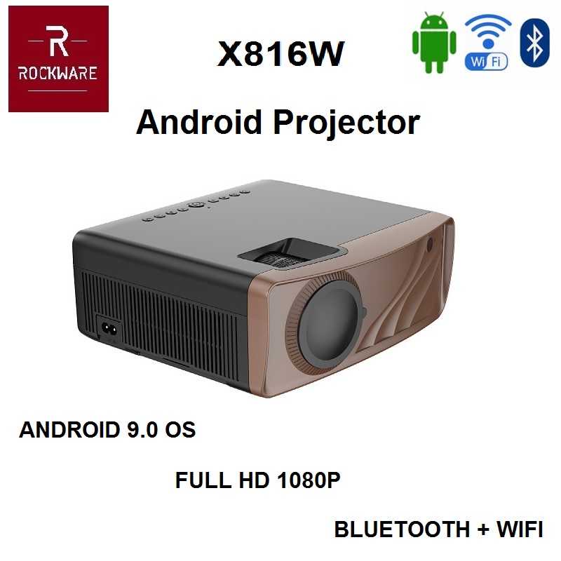 ROCKWARE X816W 1080p Android Projector 230 ANSI Lumens Alt C9 Android