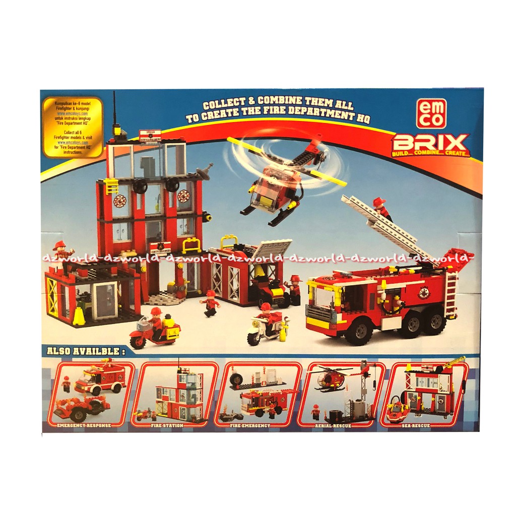 Emco Brix Build Combine Create Fire Training Centre Mainan Lego Laut Mobil Blangwir Pemadam Kebakaran