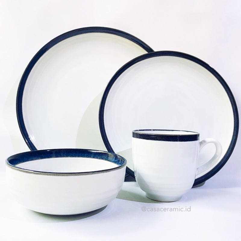 PIRING KERAMIK SET DINNER SET KERAMIK BIRU PUTIH