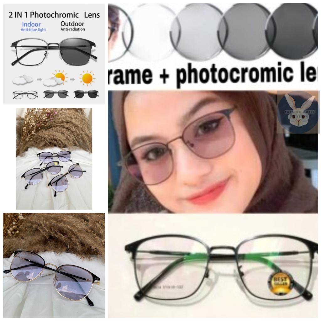 KACAMATA PHOTOCROMIC | kacamata 1924 wanita/pria | paket frame + lensa photocromic