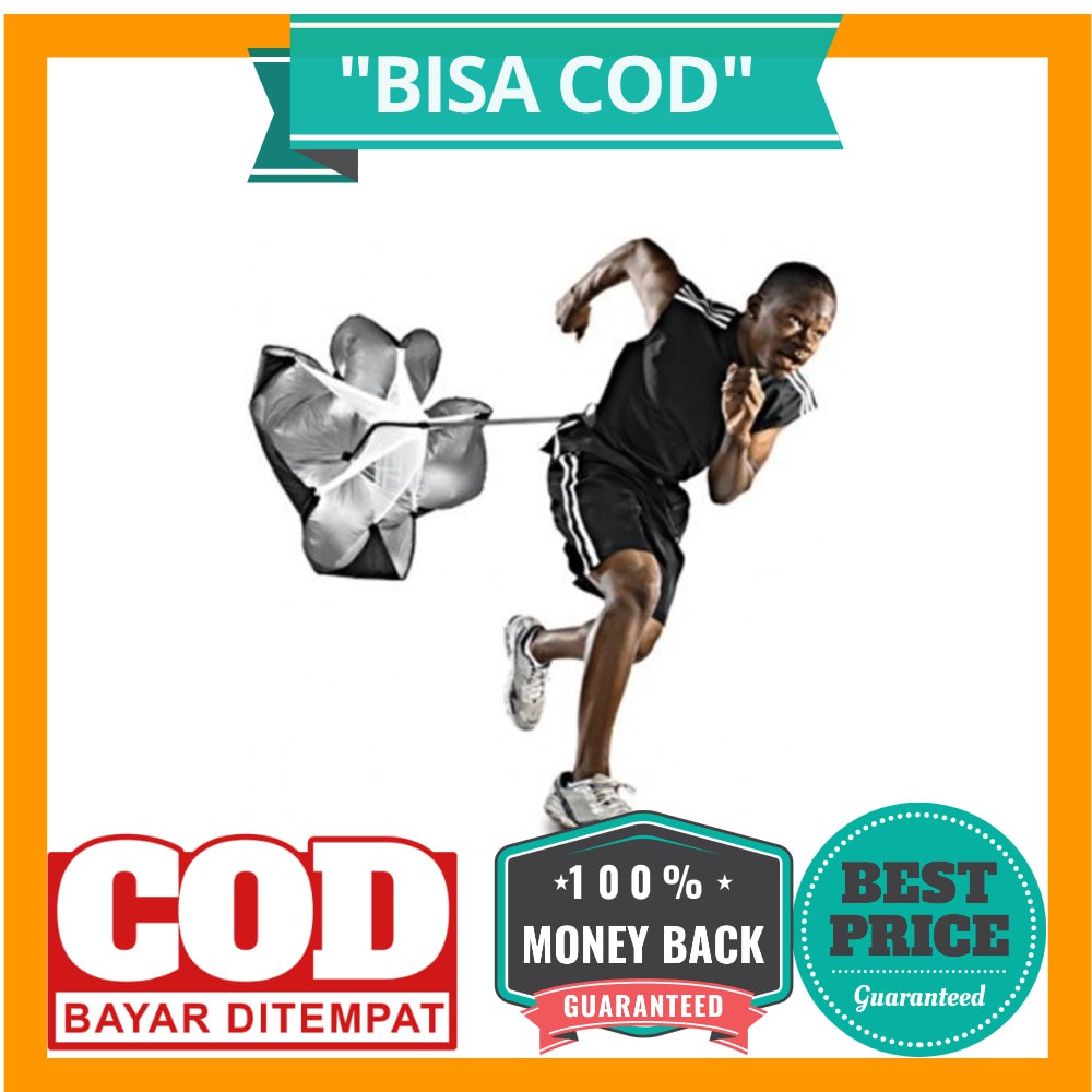 BISA COD Speed Chute Parasut Latihan Lari - Black