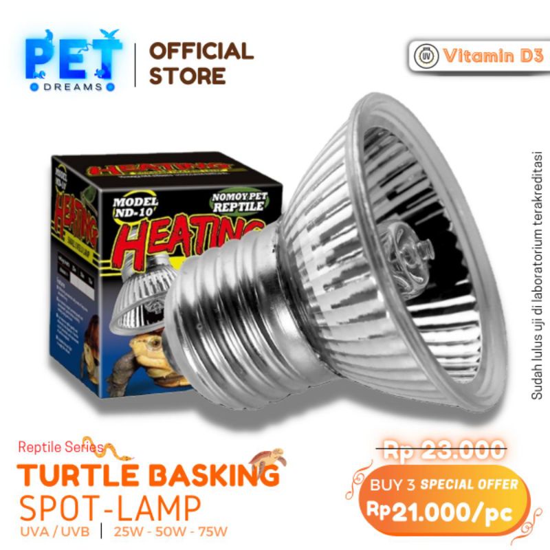 LAMPU UVA UVB HALOGEN 25W 50W 75W PENGHANGAT REPTILE REPTIL TORTO SULCATA NOMOY KECIL ND-10