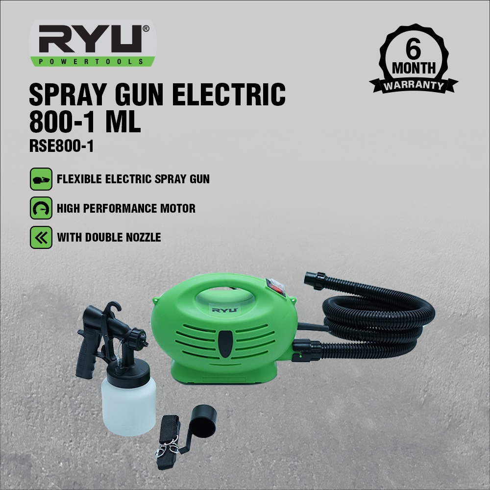 ryu spray gun electric 800 ml rse800 1   mesin semprotan cat tembok   perkakas