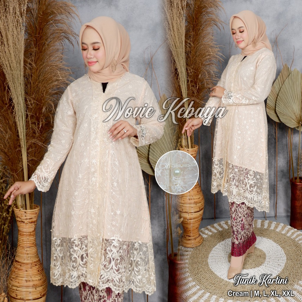 Setelan Kebaya Tulle Kartini Bawahan Rok Plisket