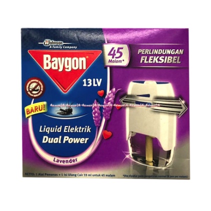 Baygon Liquid Elektrik Dual Power Lavender 45malam Anti Nyamuk Elektik Obat Nyamuk Listrik Colokan 45 malam 45Hari Baygon Baigon Model Geser