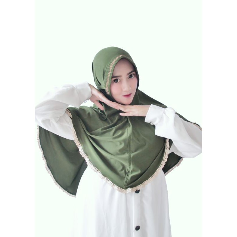 [GROSIR] Hijab Instan Jersey Renda Terbaru | Khimar Jumbo | Kerudung Bordir Jilbab Termurah