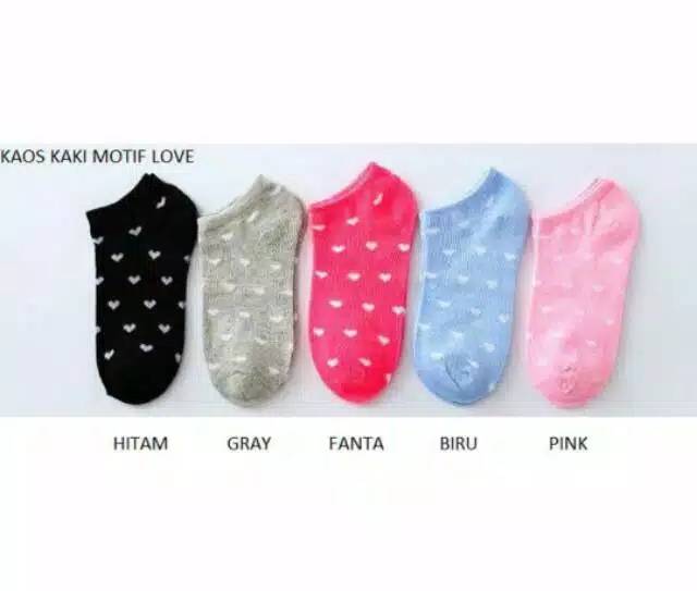 Kaos Kaki Semata kaki Love Polos Garis Salur/ Kaos Kaki Ankle Cute