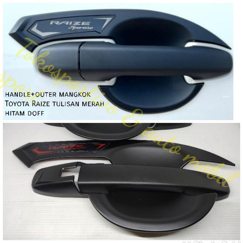 Cover handle pintu+outer mangkok Toyota Raize hitam doff  blacktivo 1set isi 8pcs