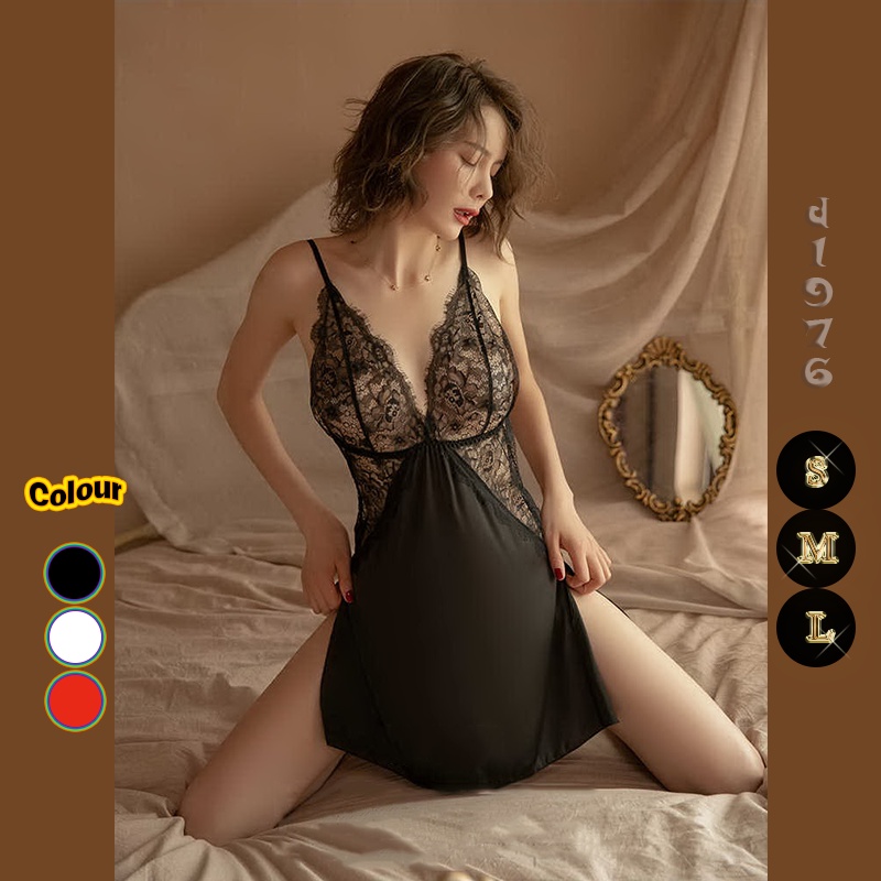 d1976 Dress Baju Haram Wanita Sexy Lingerie Deep V Neck OFL-A519