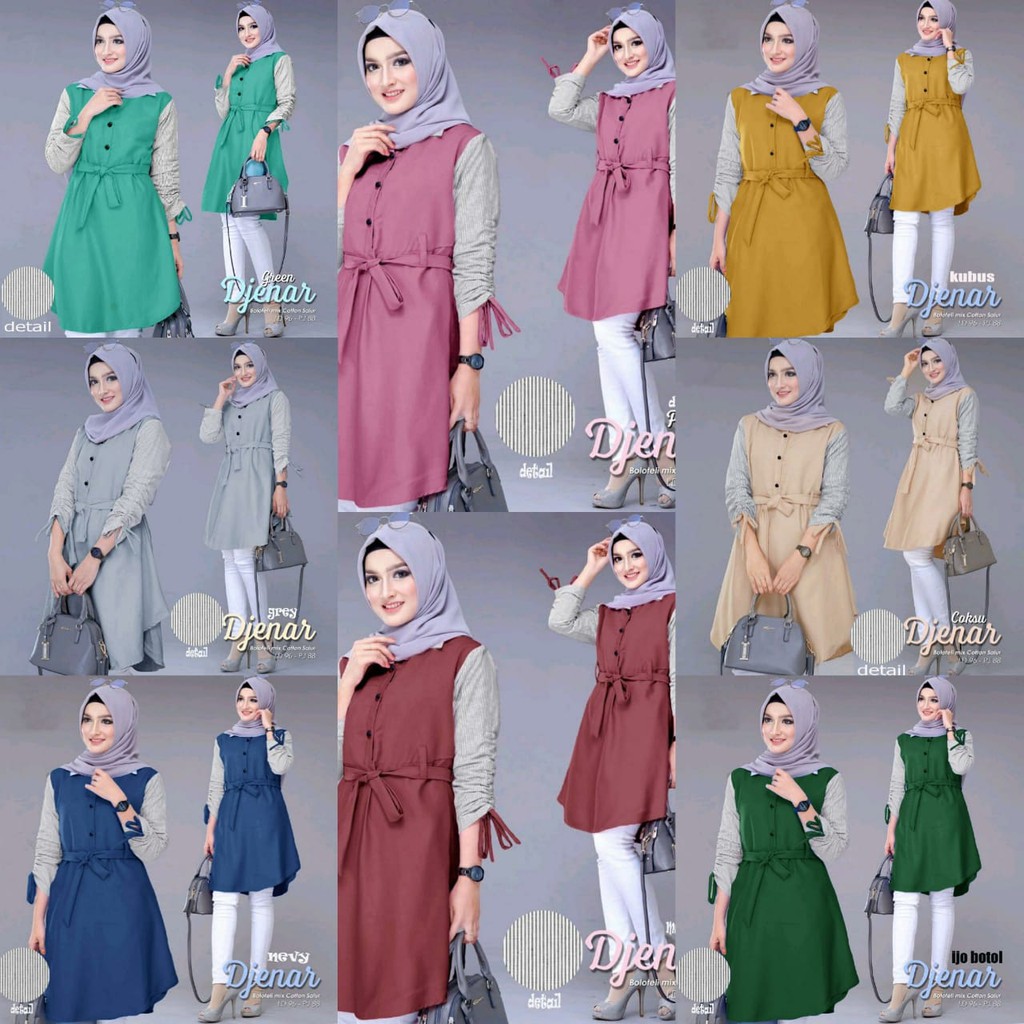 Djenar Tunik Moscrepe Baju Atasan Muslim Wanita Terbaru Harga Murah Design Kekinian Kualitas Bagus