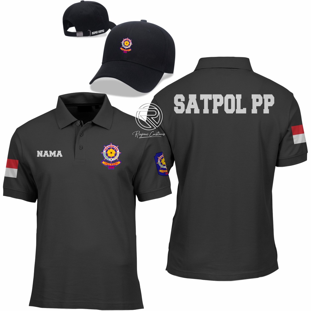 KAOS POLO SATPOL PP / KAOS KERAH SATOPOL PP INDONESIA GRATIS NAMA / TOPI SATPOL PP