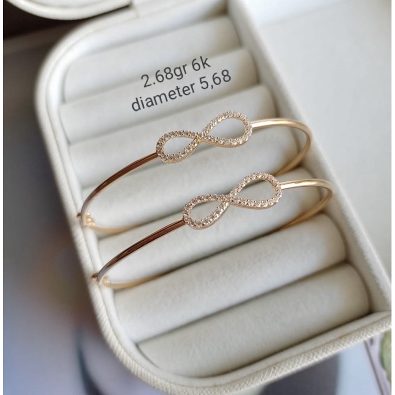 Gelang wanita emas asli kadar 375 8karat infinity bangle ubs