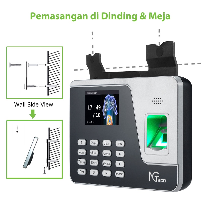 ZKTeco Mesin Absensi Sidik Jari Bahasa Indonesia AS10 FREE U-Disk Mesin Absensi Fingerprint Pemasok