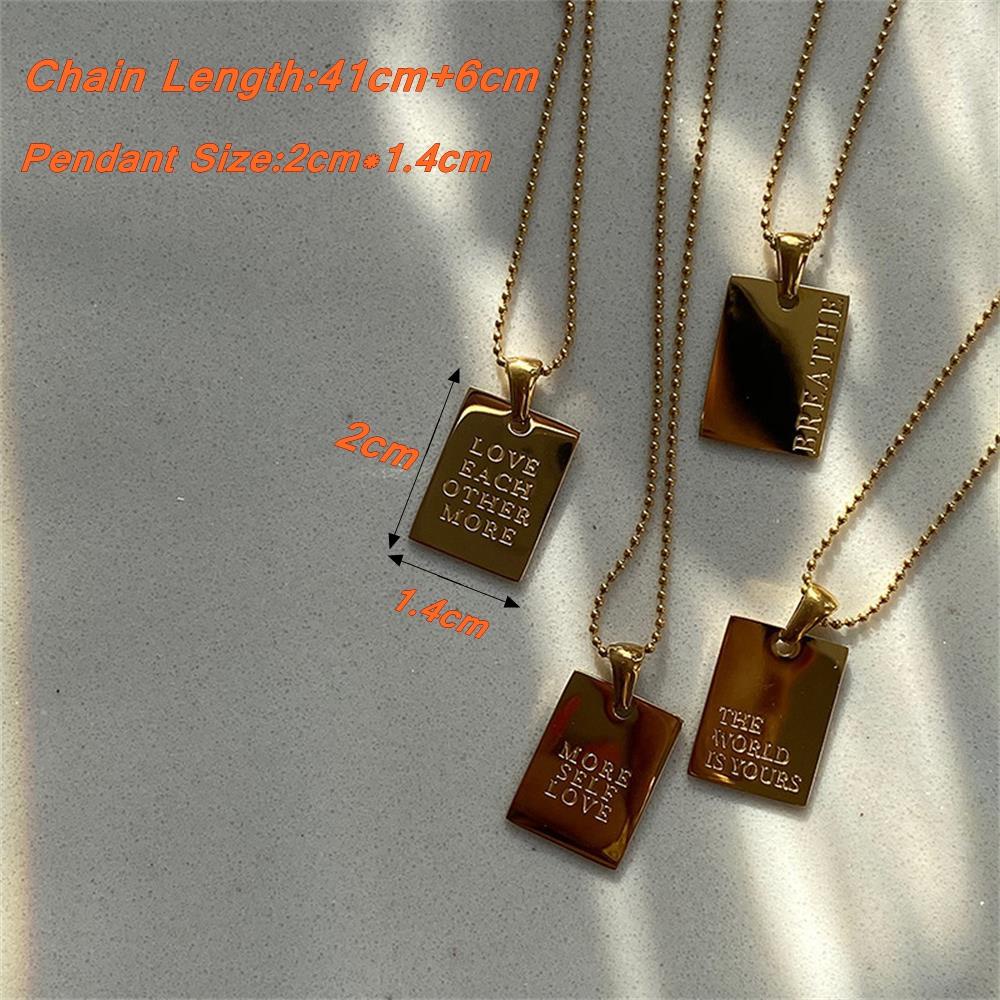 R-flower Grafir Huruf Kalung Wanita Pria Anti Karat Aksesoris Pesta Statement Square Pendant