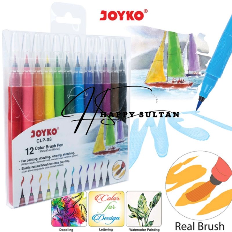 

Color Brush Pen Pena Kuas Warna Joyko CLP-08 12 Warna Spidol Color