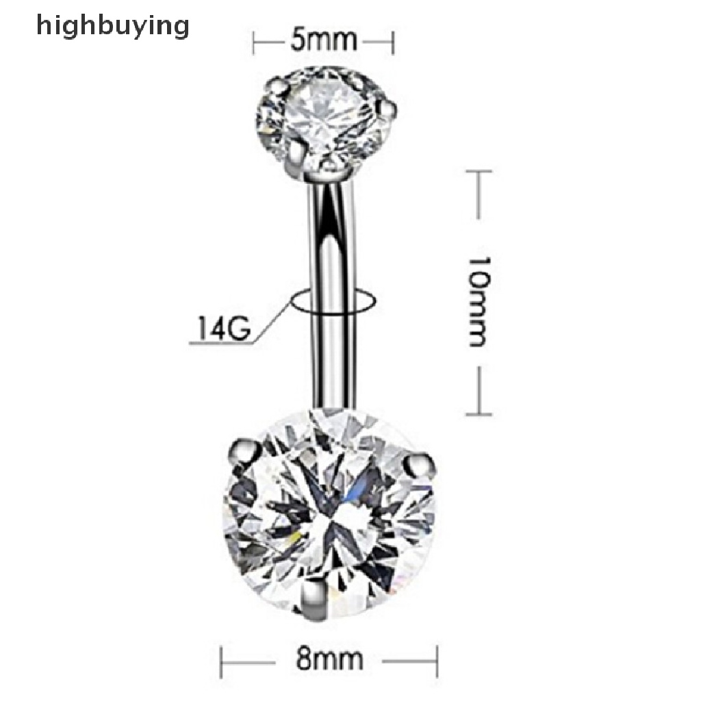 Hbid 7PCS / Set Anting Tindik Perut / Pusar Bahan Stainless Steel Aksen Kristal Untuk Wanita