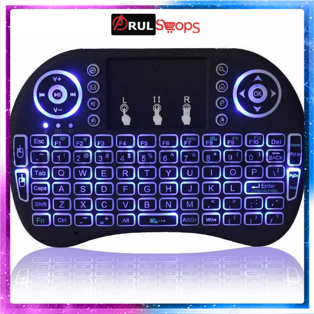 Taffware Air Mouse Wireless Mini Keyboard RGB 2.4GHz Touch Pad - I8