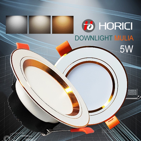 MEREK HORICI ASLI FULL TERANG 5W BODY SILVER &amp; GOLD LAMPU DOWNLIGHT LED PLAFON PUTIH / WARM WHITE / 3 WARNA-PUTIH+KUNING+WW