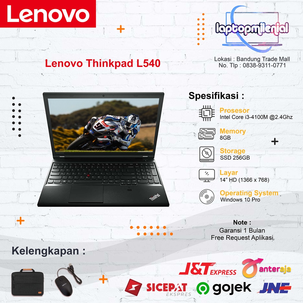 Lenovo L540 Intel Core i3-4100M RAM 8GB SSD 256GB 15&quot; Murah Bergaransi