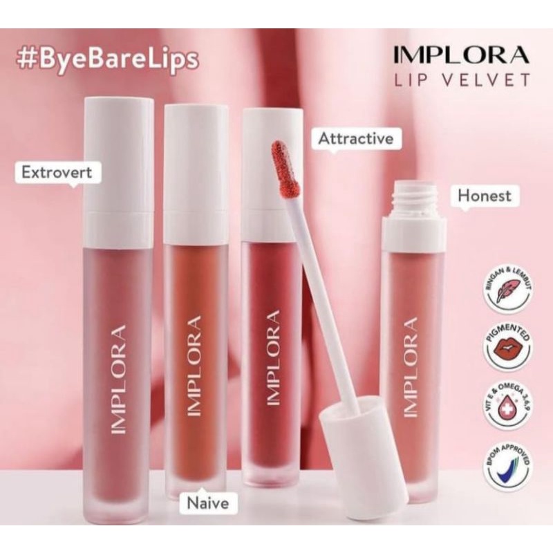 `ღ´ PHINKL `ღ´ ɪ ᴍ ᴘ ʟ ᴏ ʀ ᴀ   Implora lip velvet mattee lipstick lembut cair hasil tahan lama bisa ombre