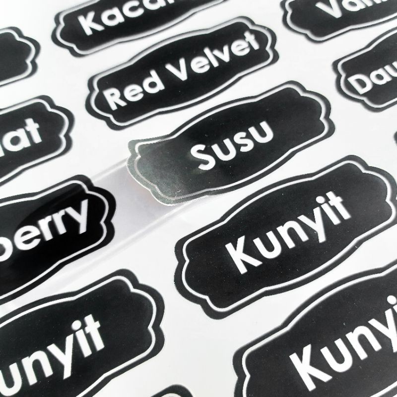 

Stiker Label Bumbu Custom Bening Transparan Cut Pola A3 Meteran
