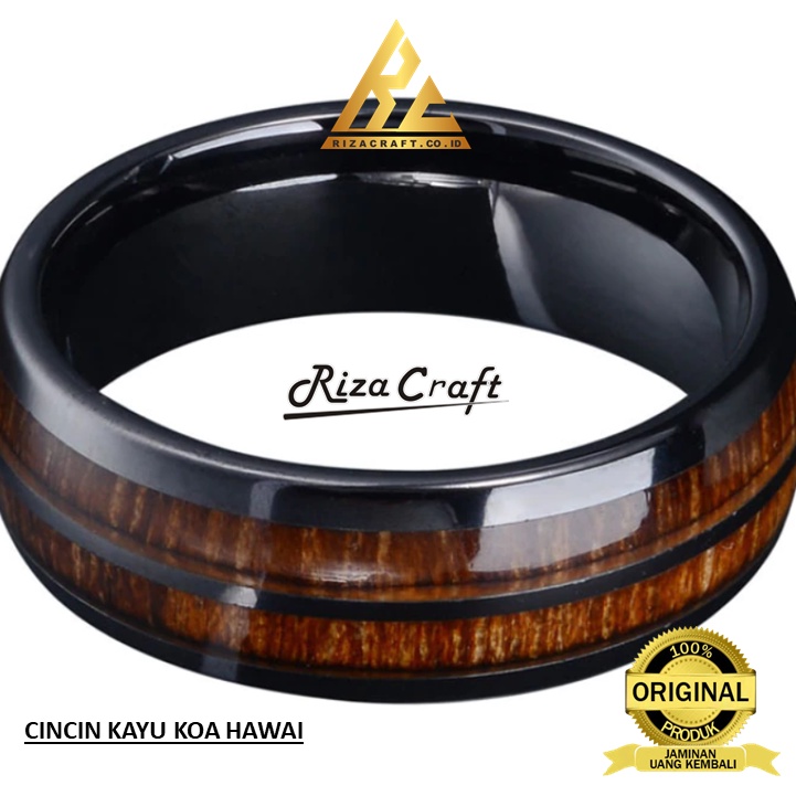 Rizacraft Cincin Kayu KOA ASLI Pria Wanita Keren Elegan Terbaru Kualitas Terbaik