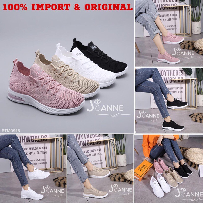 JOANNE Sepatu Wanita FlyKnit Sneakers Shoes #STM0915 ORIGINAL