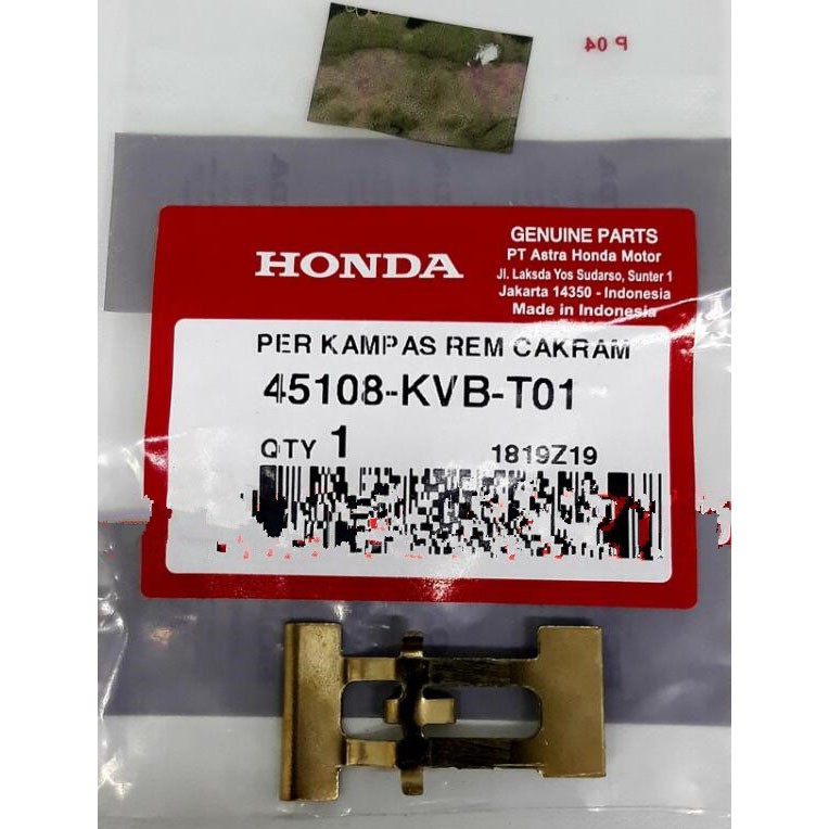 HONDA ORI AHM PER KAMPAS REM CAKRAM DEPAN DISKPAD SPRING PAD KALIPER 45108-KVB-T01