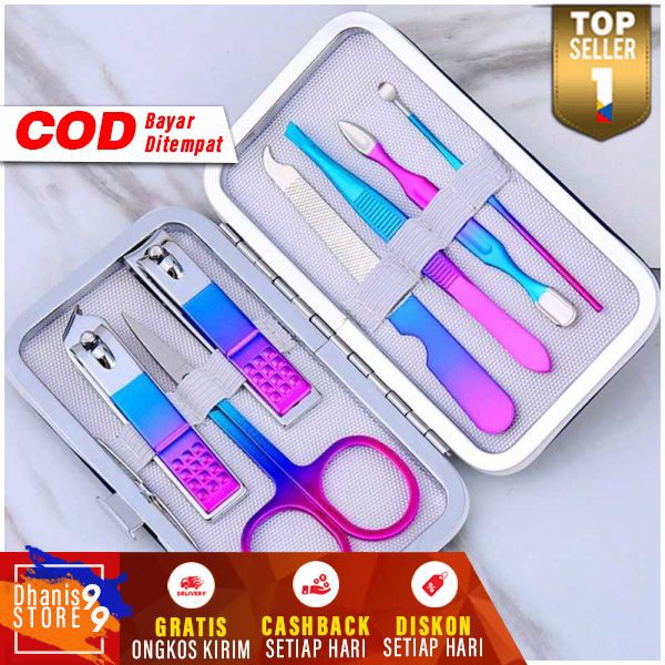 Nail Art Set Gunting Kuku Manicure Pedicure 7PCS Scissor Alat Perawatan Tangan Kaki Berkualitas