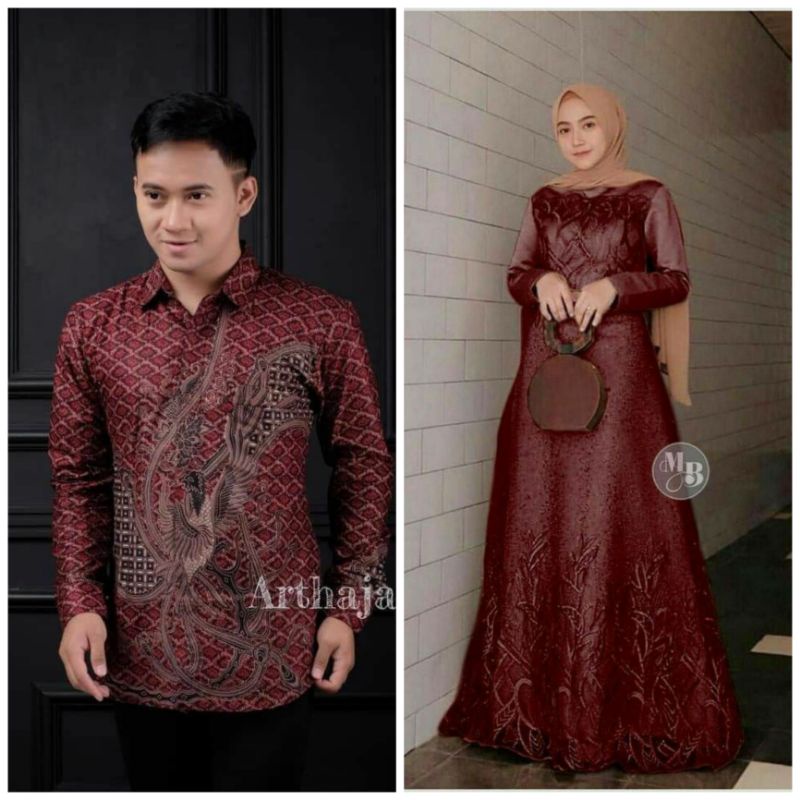 Harga Sepasang Baju Gamis Brokat Couple Sarimbit Batik Gamis Kondangan