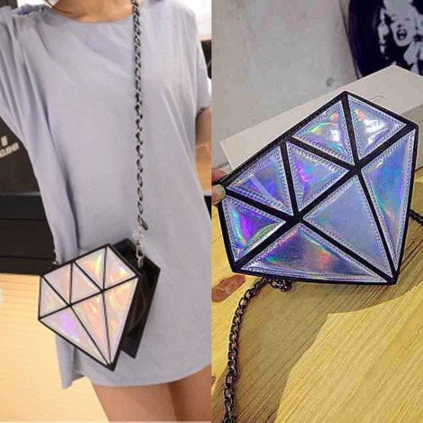 EXLUSIVE tas pesta jalan korea mini rantai unik bentuk diamond clutch import BEST SELLER