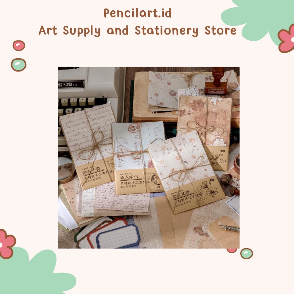 

30 pcs Vintage Flowers Paper Letter Material Deco for Stationery Scrapbooking Kertas Journaling DIY