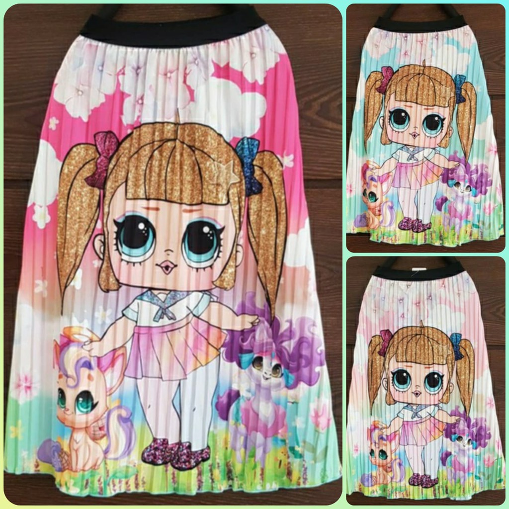 ROK ANAK PEREMPUAN PLISKET SCUBA KARAKTER LOL