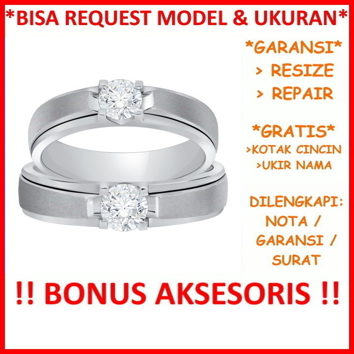 Gratis Ukir Nama Garansi Silver Asli Bisa Pesan Model Cincin Kawin Couple Perak Tunangan Nikah Id541