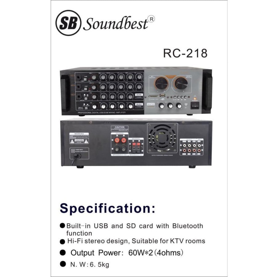 SOUNDBEST AMPLIFIER RC-218 BT