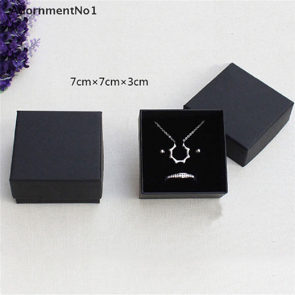 (AdornmentNo1) Kotak Penyimpanan Cincin / Kalung / Anting / Gelang Bahan Kertas Warna Hitam Untuk Hadiah