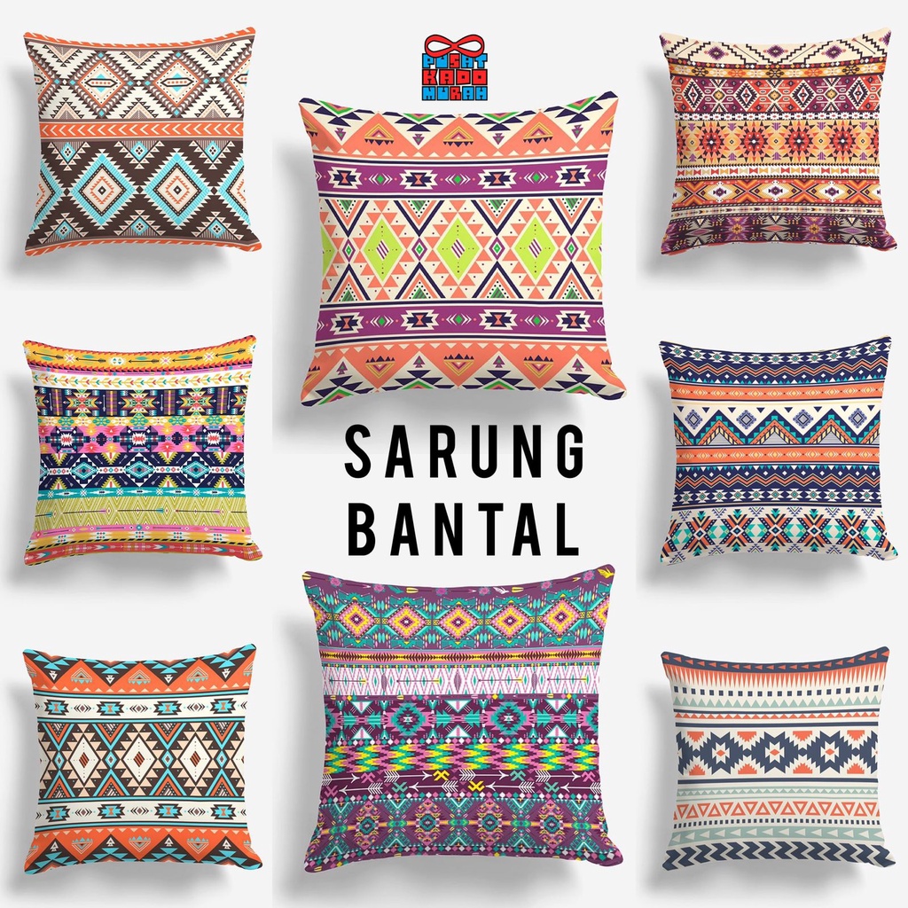 COVER SARUNG Bantal Sofa Print Motif Bohemian Ethnic 40x40 cm - Pusat Kado Murah